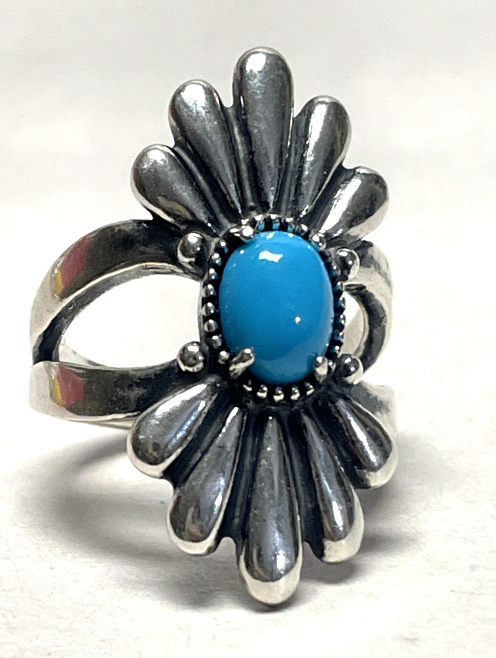 Carolyn Pollack Relios 925 Sterling Silver Turquoise Flower Ring Sz 6 Southwest